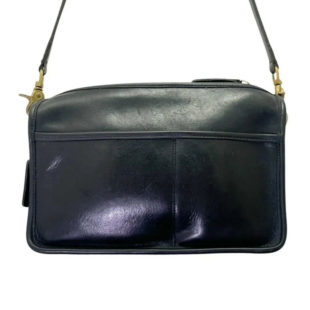 Vintage 70s Coach Leatherworks Black Leather Companion Bag #9300 Made in NYC USA
